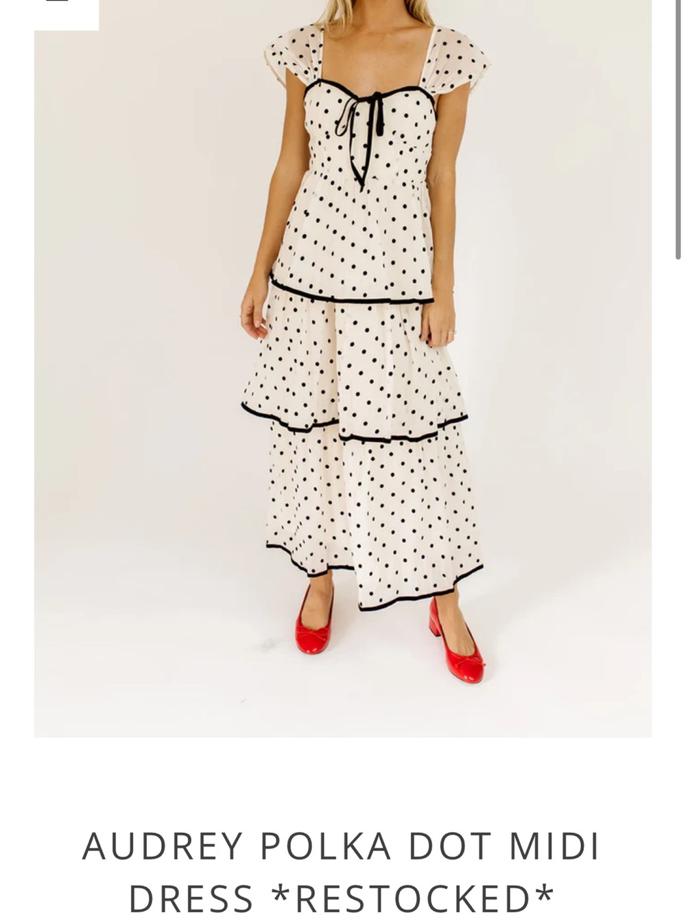 Polka Dot Tiered Midi Skirt in Cream and Black